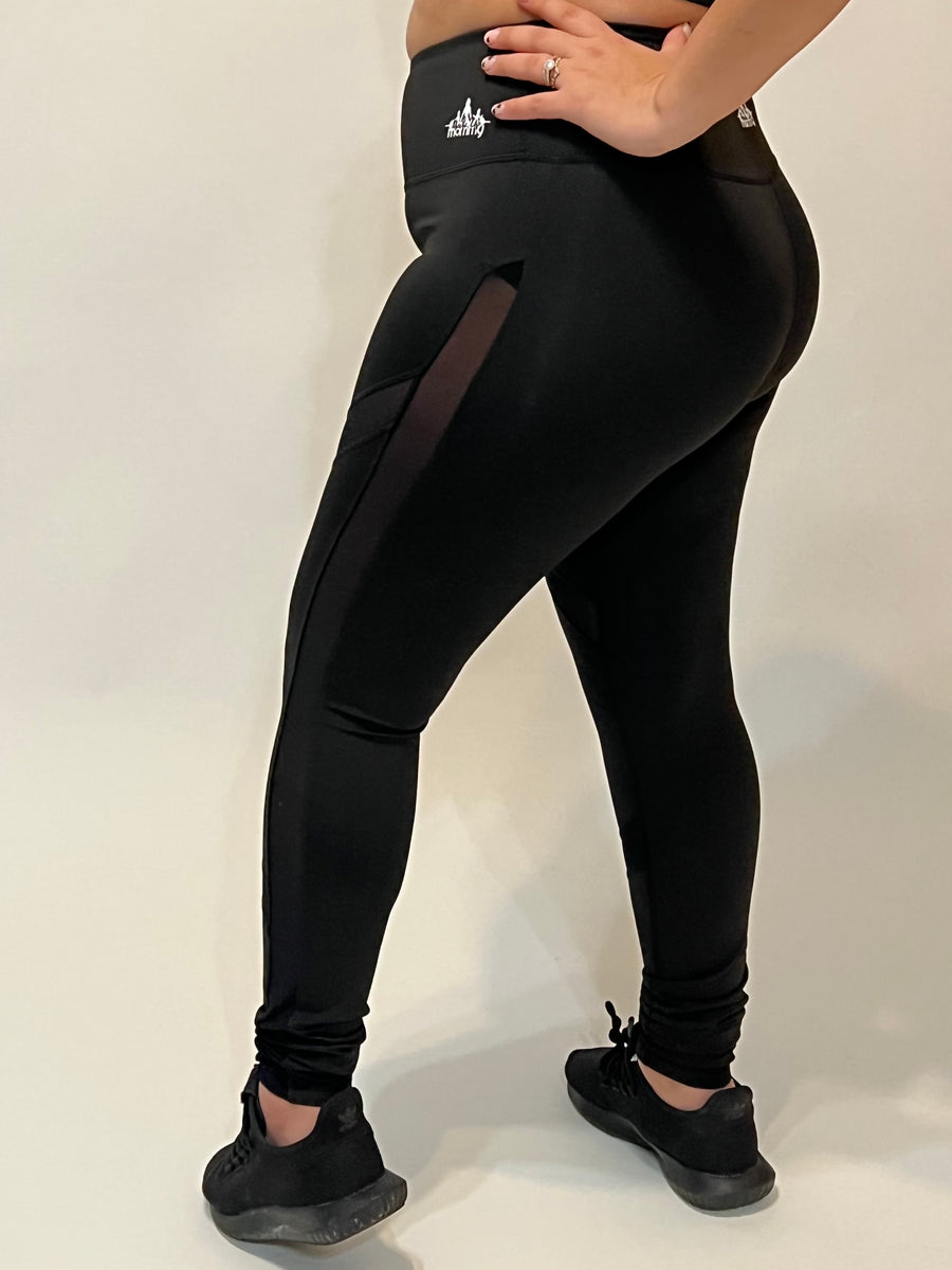 Womens J.ING Activewear  Deep Charcoal Mesh Panel Leggings