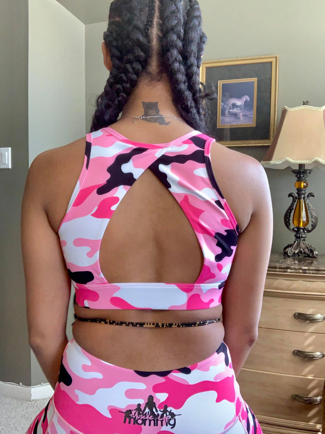 KYNDALL OPEN BACK BRA | PINK CAMO