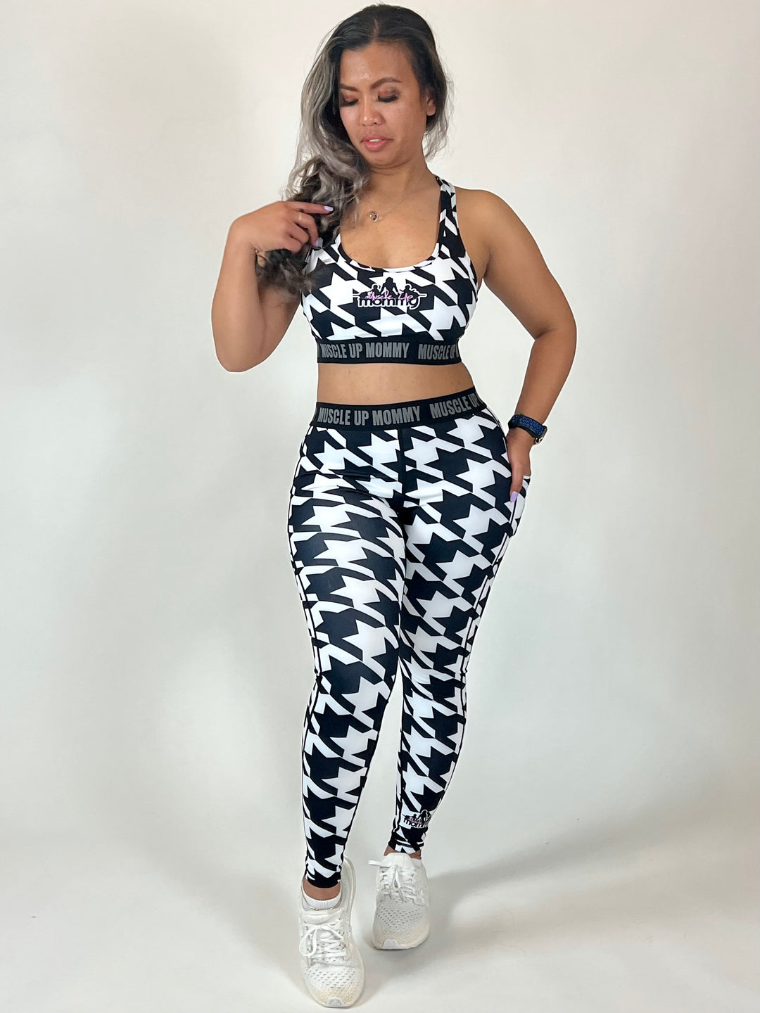 MORGAN MID RISE LEGGINGS | HOUNDSTOOTH