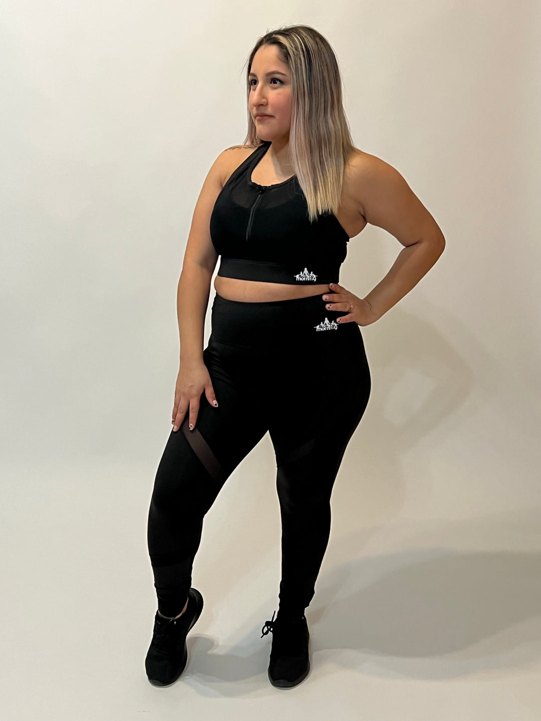 KAI MESH PANEL LEGGINGS | JET BLACK